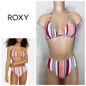 New. ROXY stripe bikini set. M-top/S-bottom.  . Retails $119